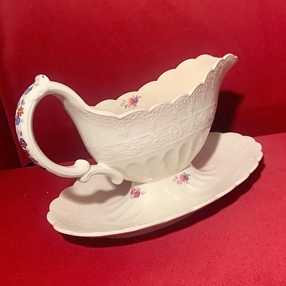 Spode Jewel Gravy Boat with Attached Underplate Ann Hathaway Jewel Pattern - Picture 2 of 10
